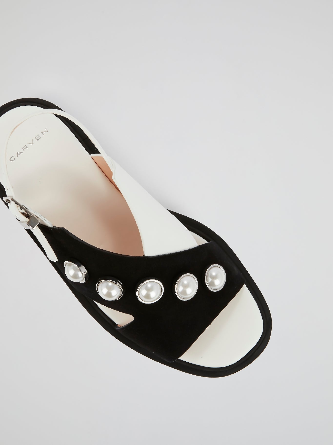 Pearl Detail Slingback Flat Sandals