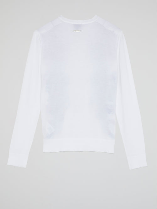 White Dragon Print Sweatshirt