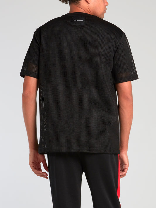 Black Net Mesh Logo T-Shirt