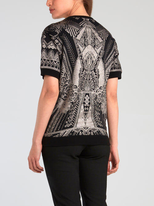 Black Oriental Embroidered Top