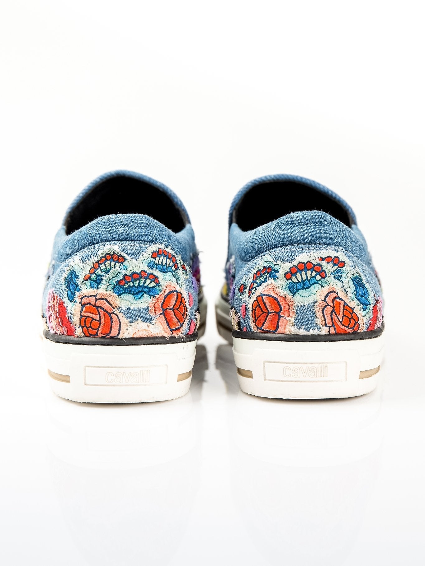 Embroidered Slip On Denim Sneakers