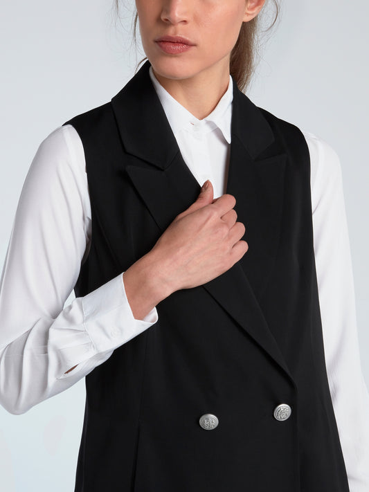 Black Double-Breasted Waistcoat