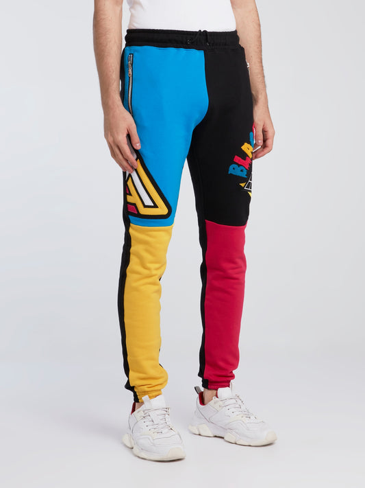 Colour Block Embroidered Track Pants