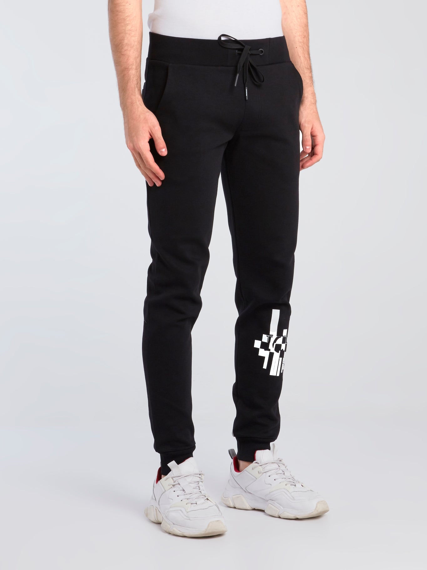 Black Contrast Logo Print Sweatpants