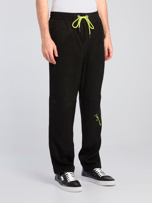 Black Contrast Drawstring Track Pants