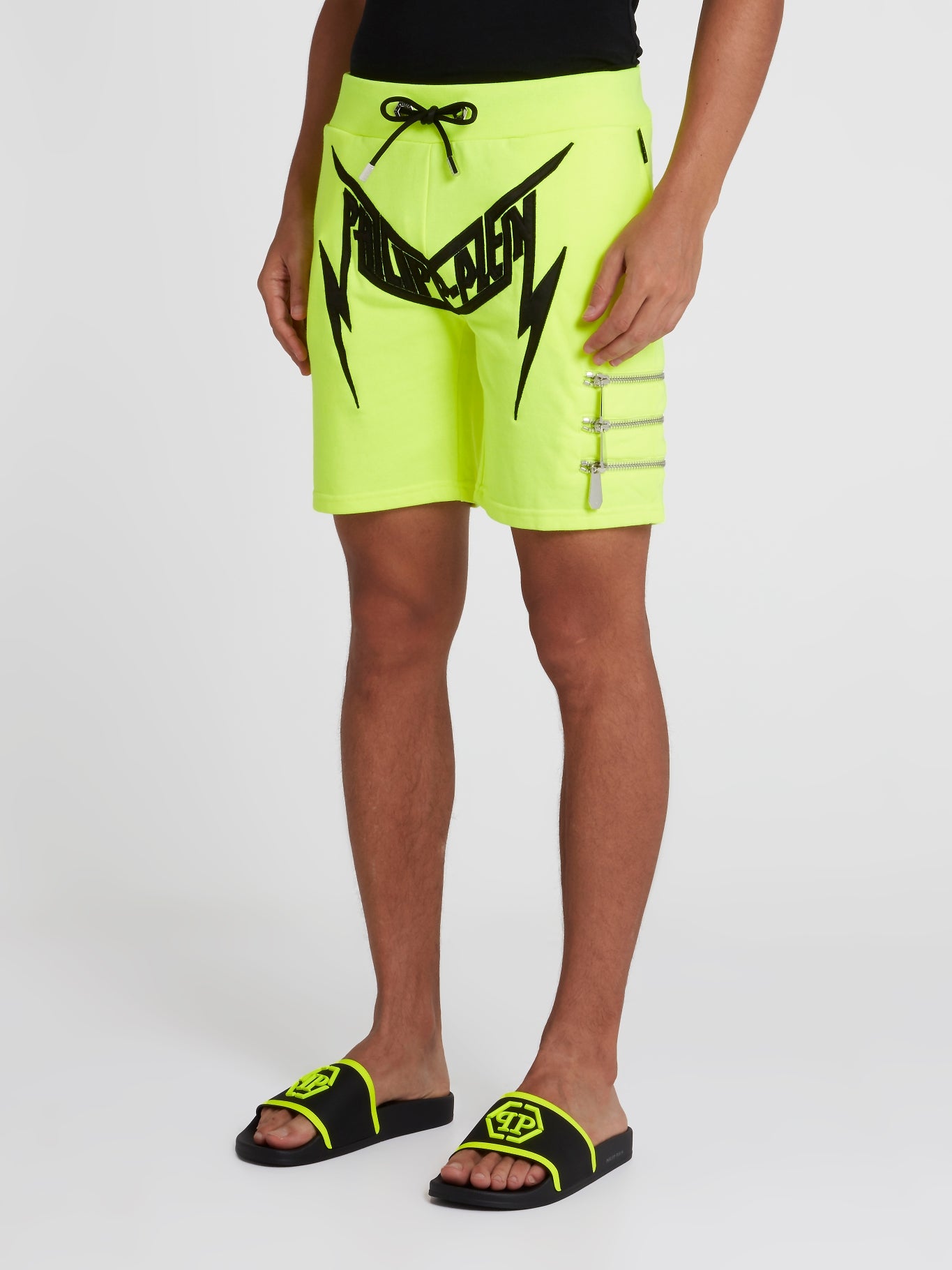 Neon Zipper Detail Active Shorts