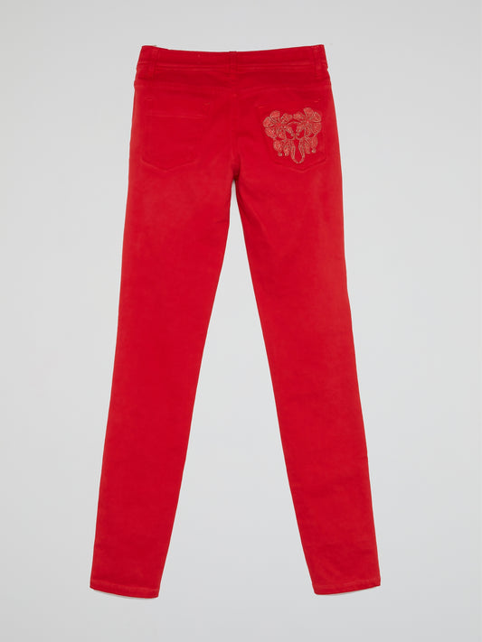 Red Slim Fit Jeans