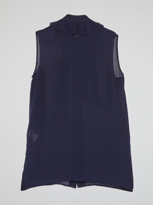 Navy Bow Tie Sleeveless Top