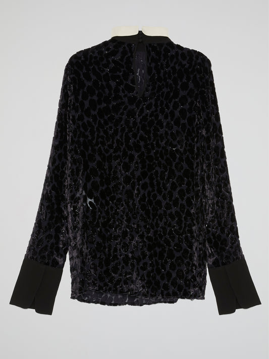 Black Glittered High Neck Shirt