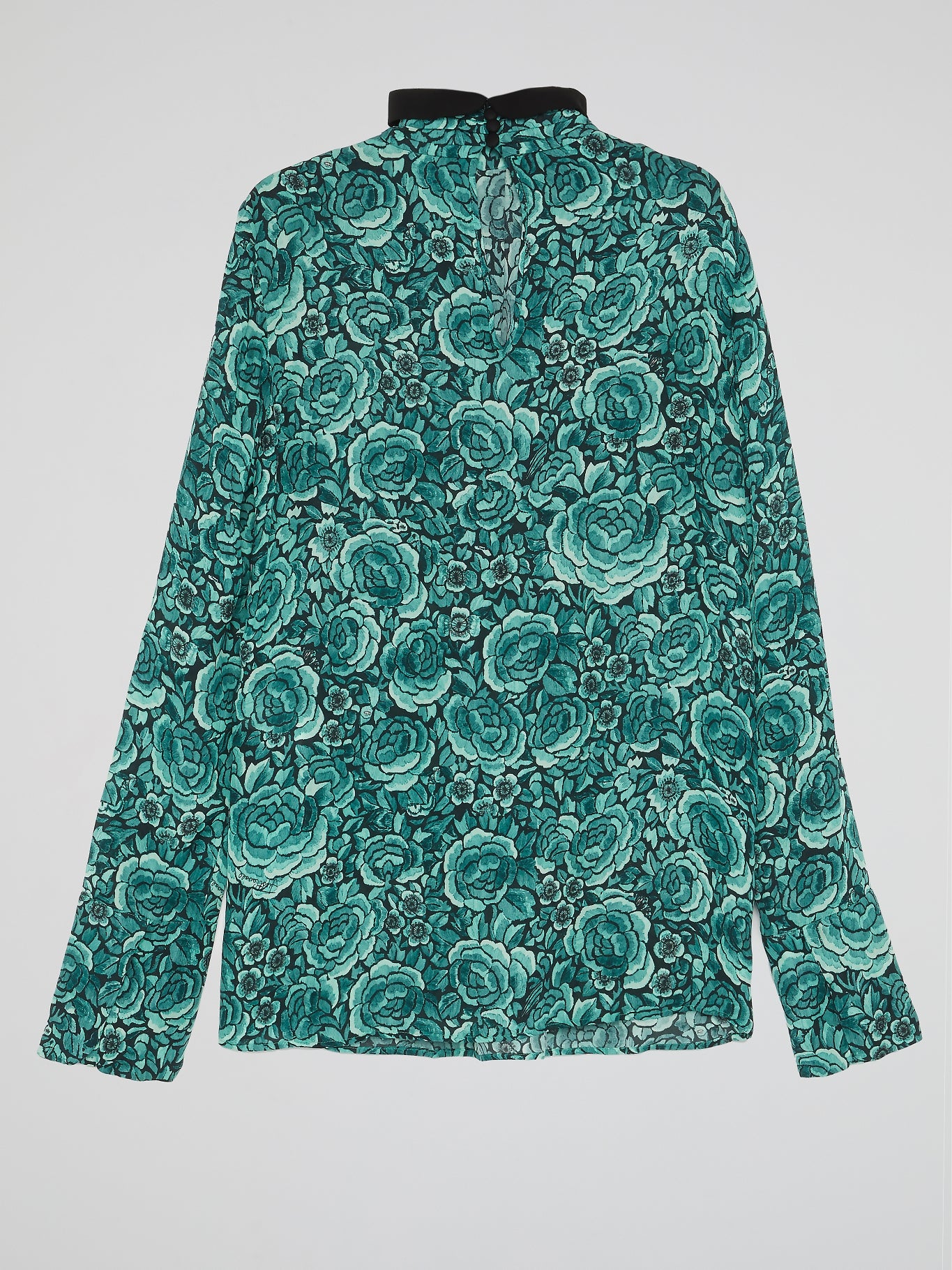 Green Floral High Neck Shirt