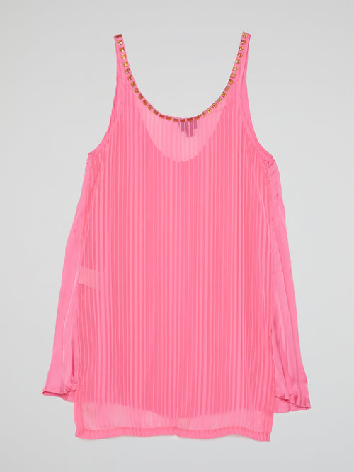 Pink Embellished Sleeveless Top