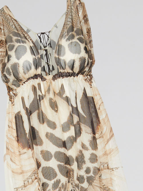 Animal Print Frill Hem Maxi Dress