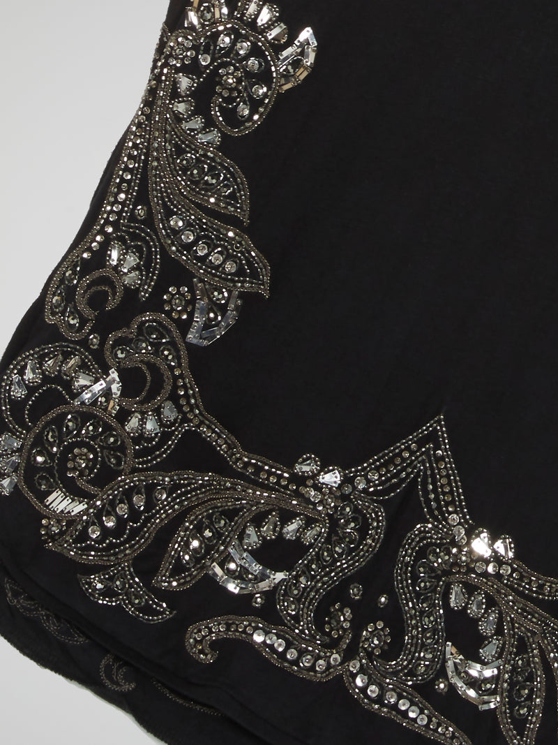 Black Crystal Embellished Top