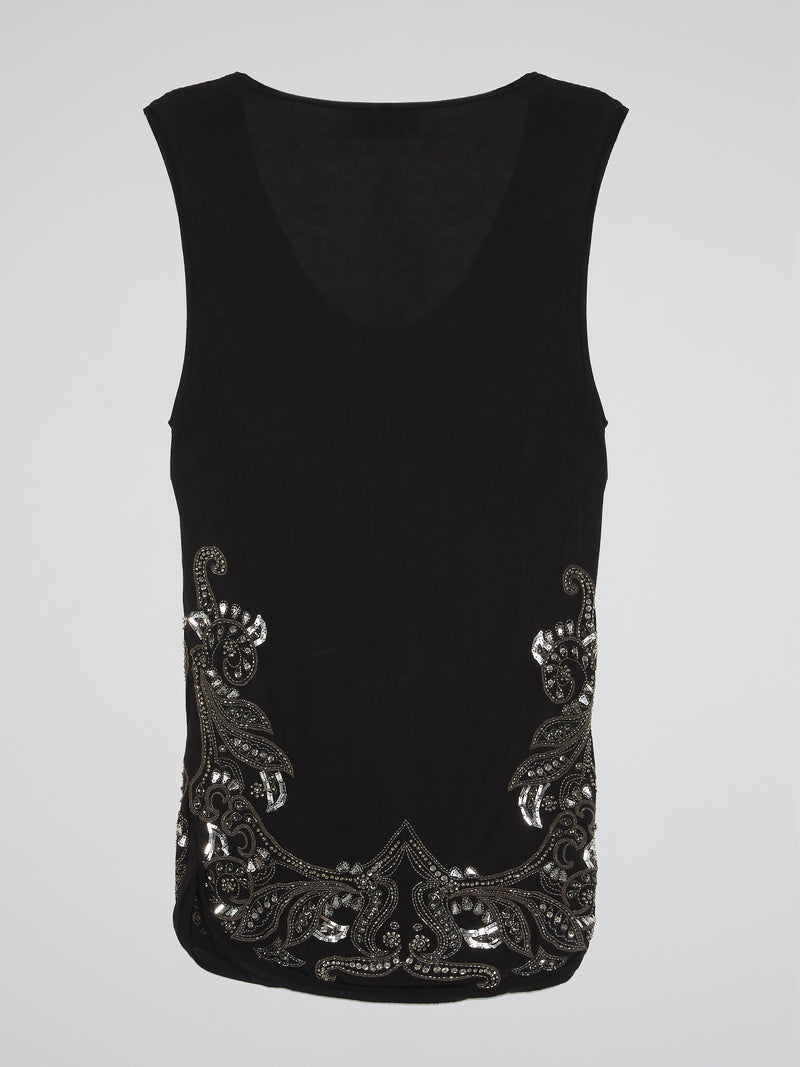 Black Crystal Embellished Top