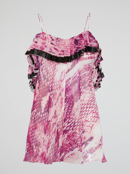 Pink Reptilian Pleat Detail Top