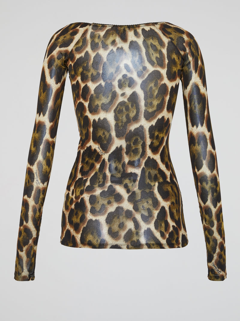 Leopard Print Long Sleeve Top