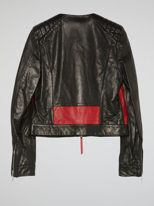 Colour Block Leather Jacket