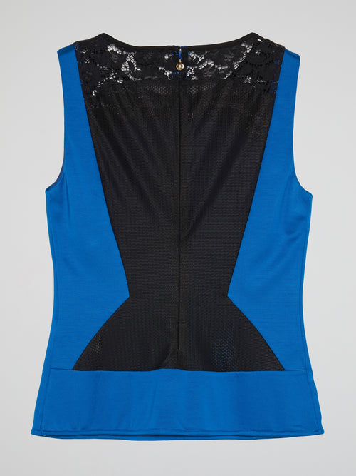 Blue Lace Panel Top