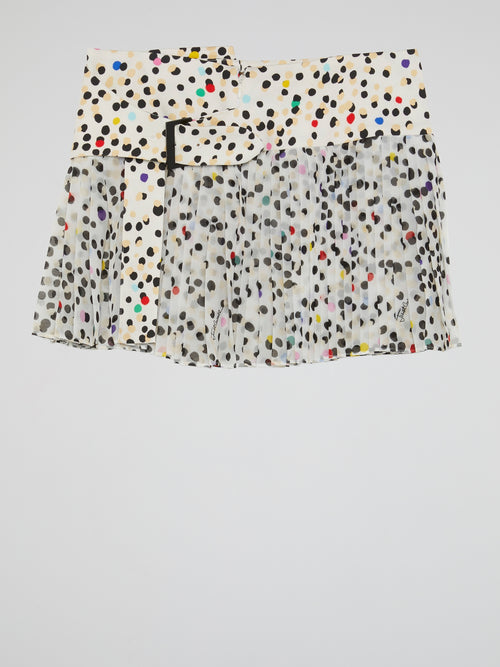 Polka Dot Pleated Mini Skirt