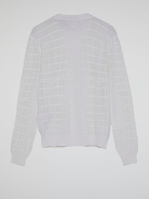 White Reptilian Cardigan