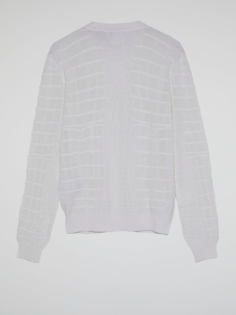 White Reptilian Cardigan