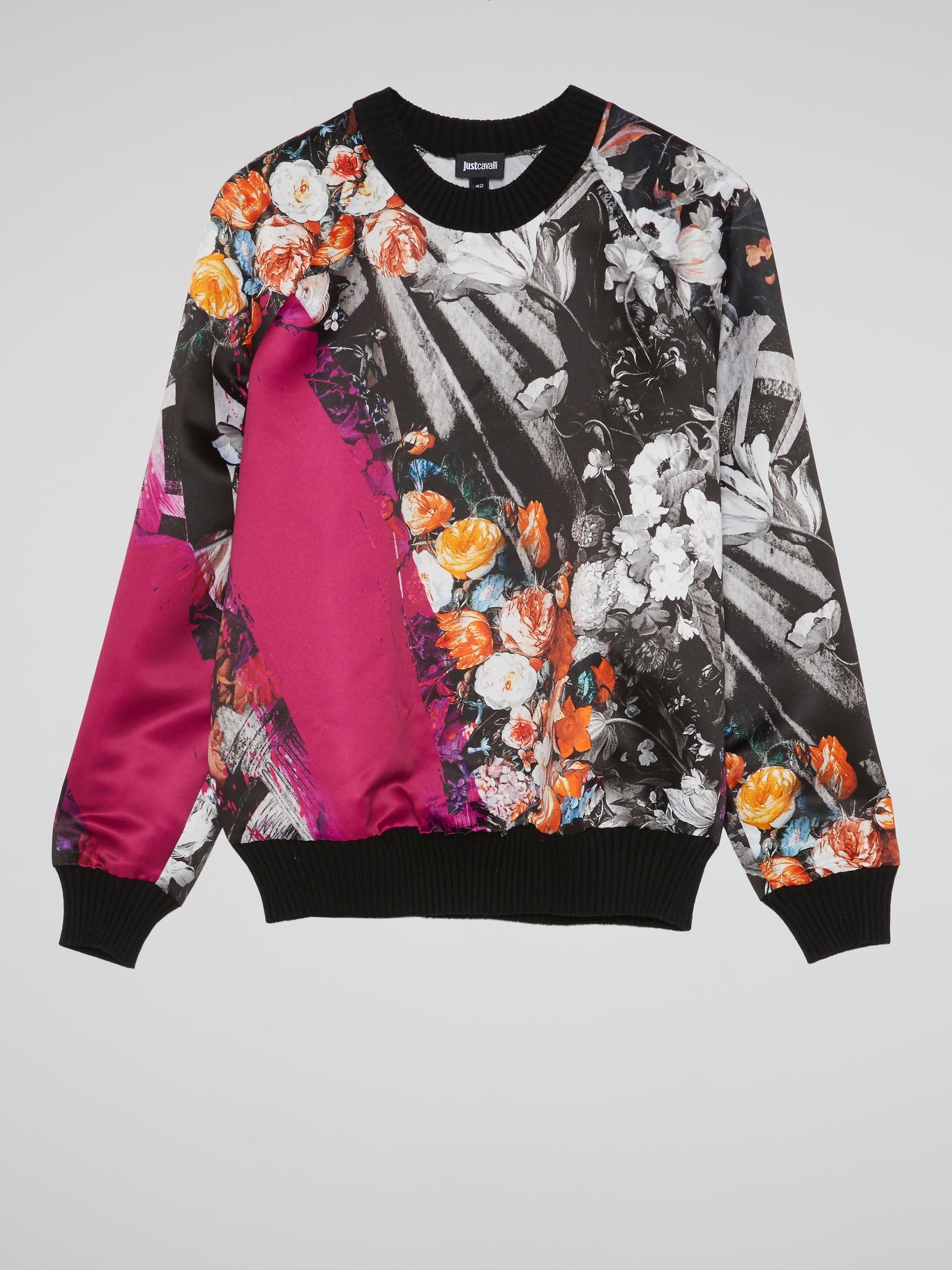 Floral Print Ribbed Trim Sweatshirt