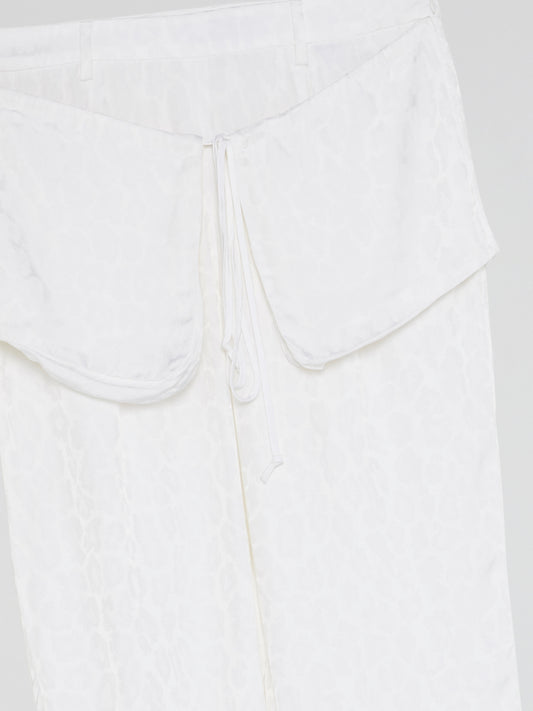 White Printed Flap Trousers