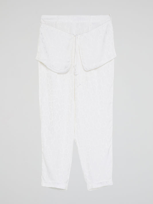 White Printed Flap Trousers