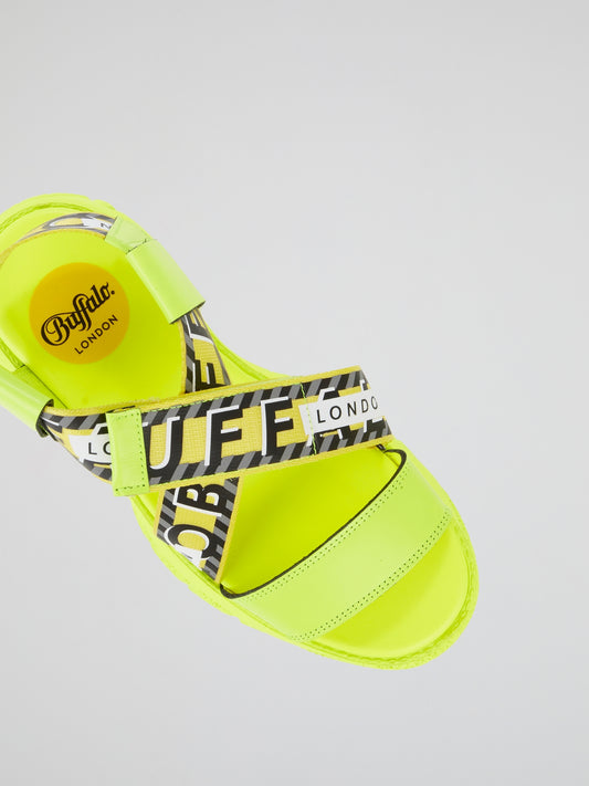 Neon Yellow Cross Strap Sandals