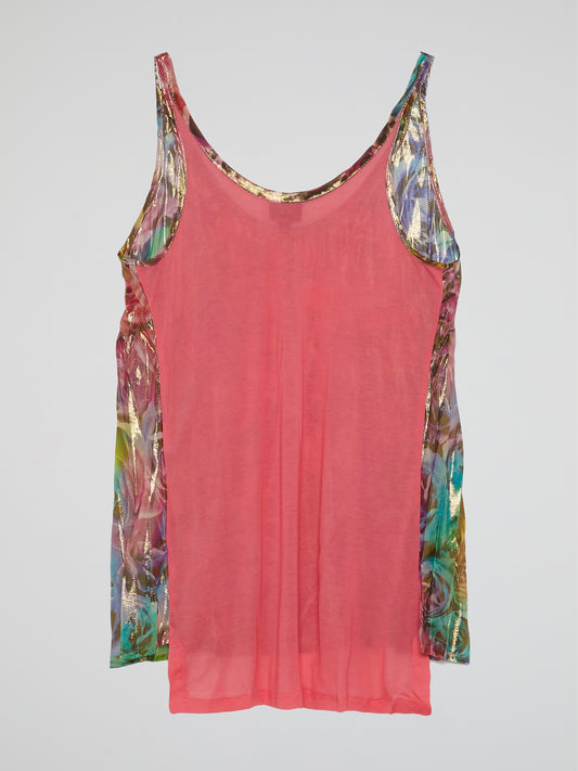 Rose Print Pleated Sleeveless Top