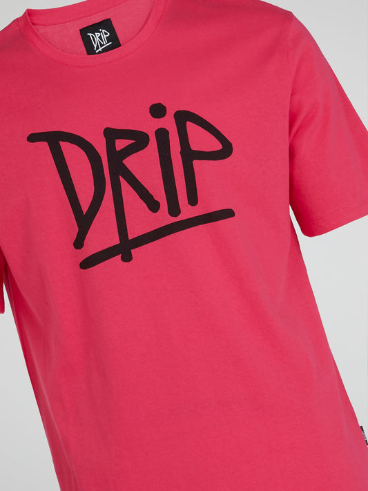 Pink Contrast Logo Print T-Shirt