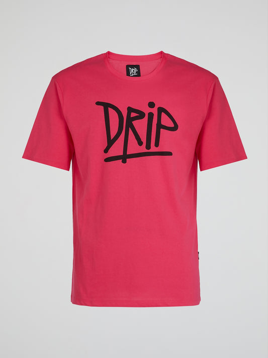 Pink Contrast Logo Print T-Shirt