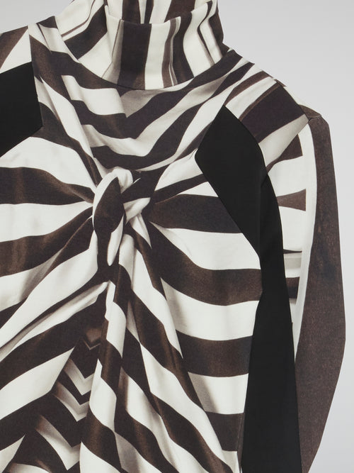 Zebra Print Turtleneck Top