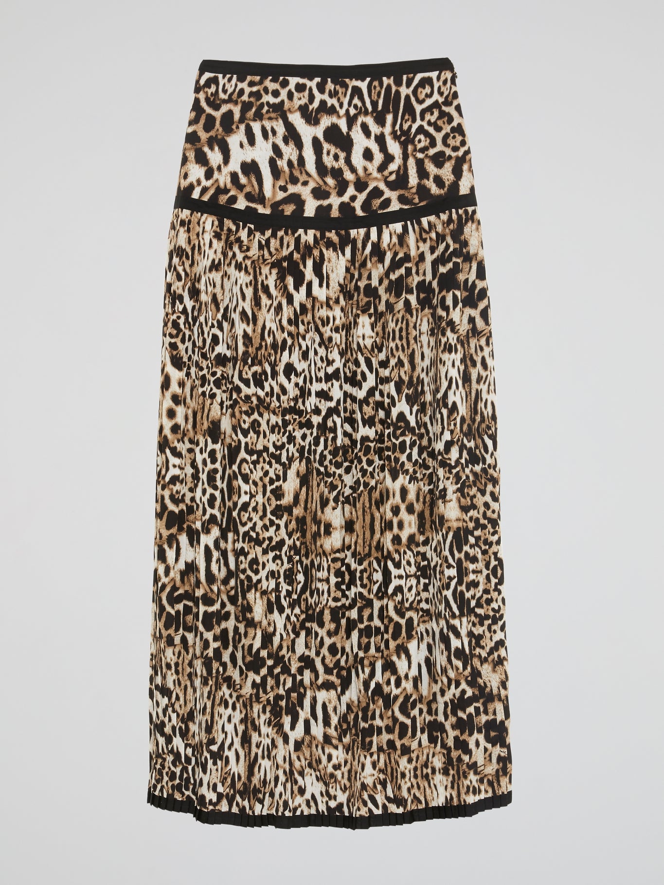 Leopard Print Pleated Maxi Skirt