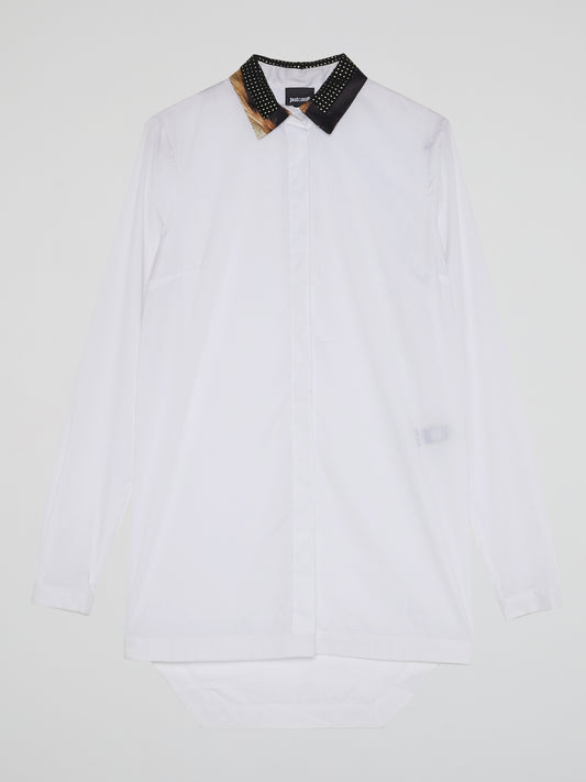 White Studded Collar Dress Shirt