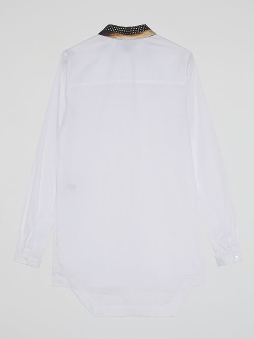 White Studded Collar Dress Shirt