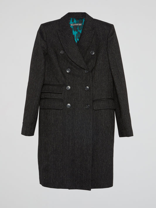 Chevron Double-Breasted Trench Coat