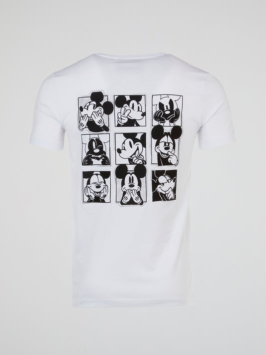 Mickey Mouse White Rear Print T-Shirt