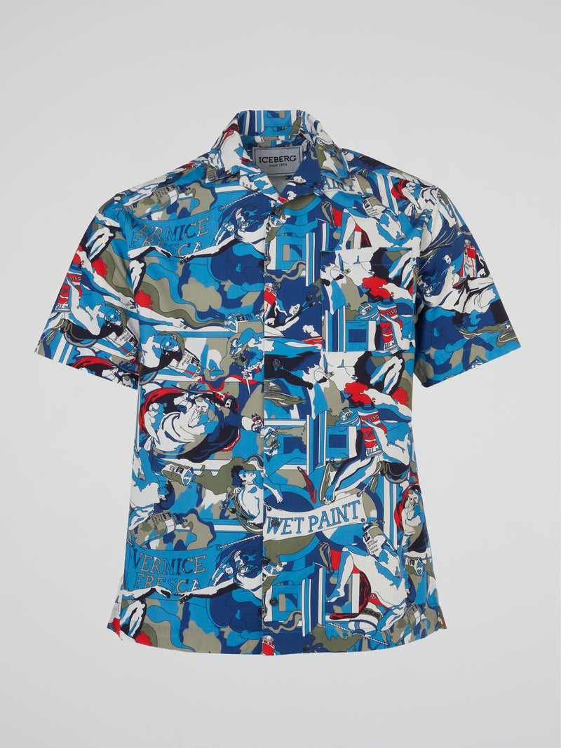 Blue Mosaic Print Shirt