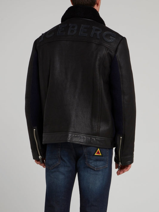 Black Appliquéd Mouton Jacket