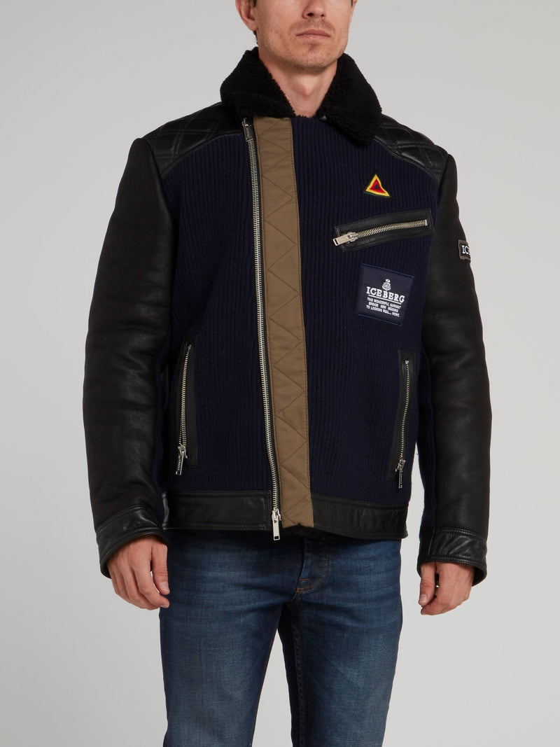 Black Appliquéd Mouton Jacket