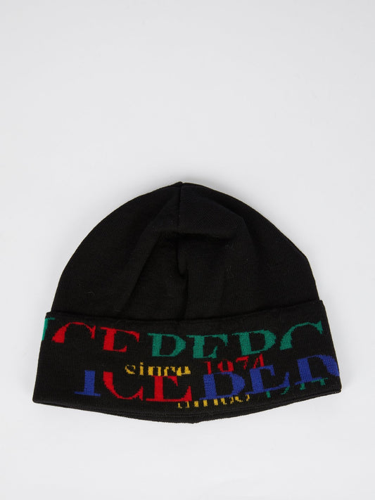 Black with Rainbow Logo Knitted Cap