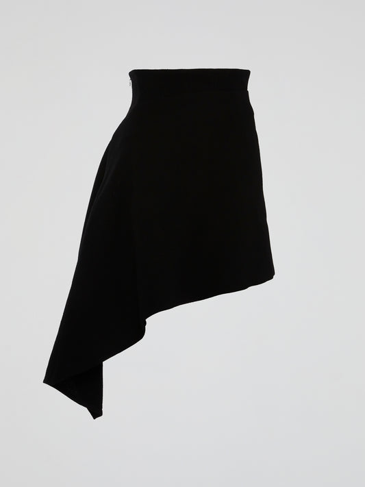 Black Asymmetric Mini Skirt