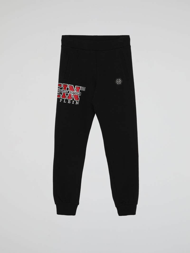Black Studded Logo Jogging Trousers (Kids)