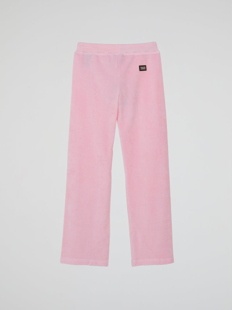 Pink Skull Crystal Velvet Sweatpants (Kids)