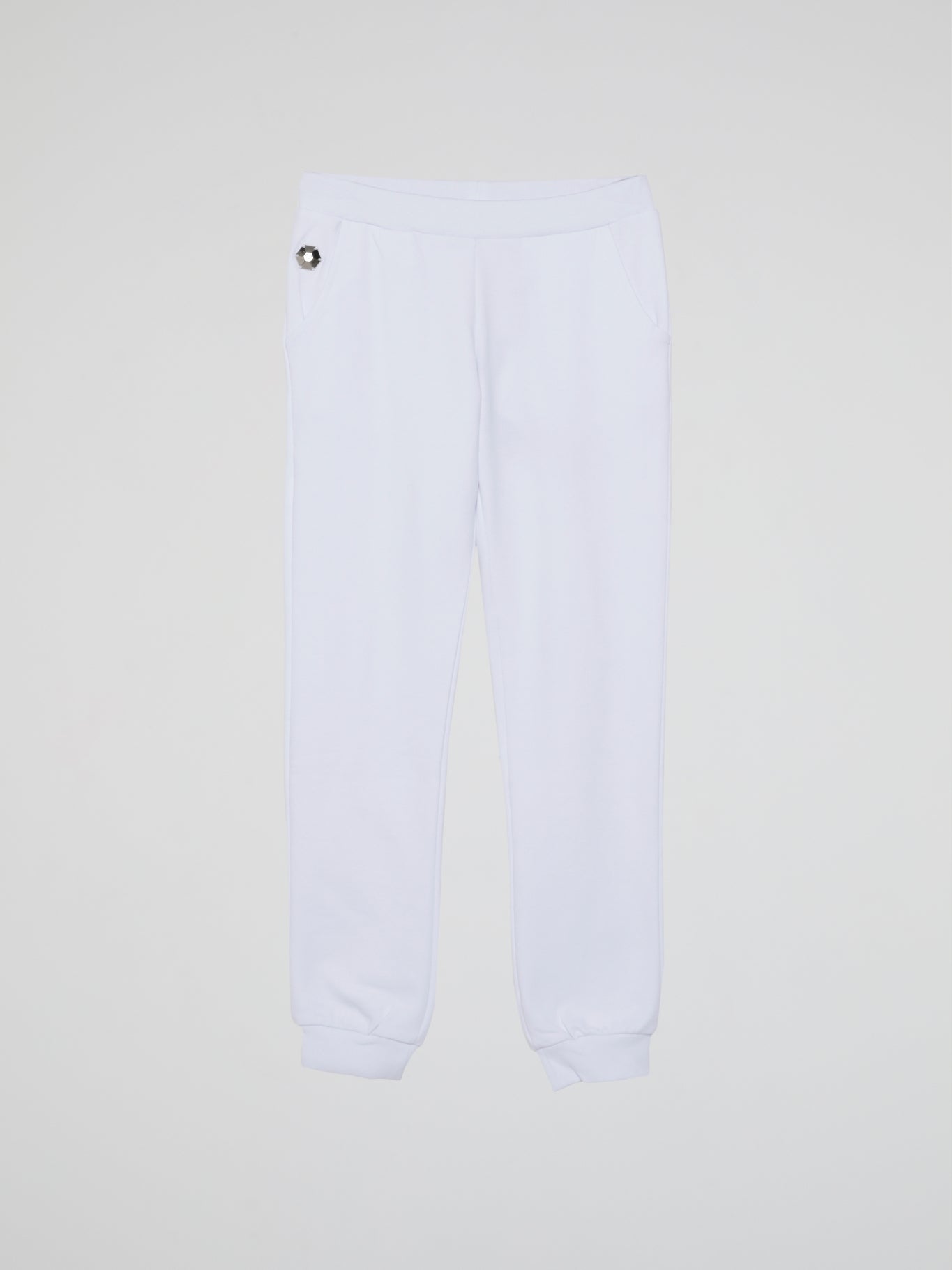 White With Pink Studded Logo Jogging Trousers (Kids)