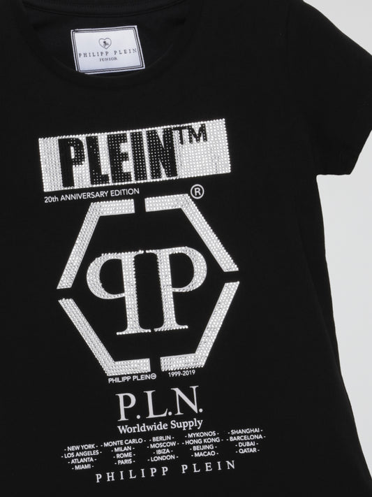 PP Monogram Black Crewneck T-Shirt (Kids)