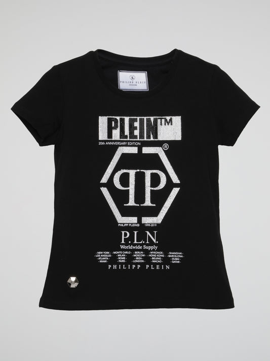 PP Monogram Black Crewneck T-Shirt (Kids)