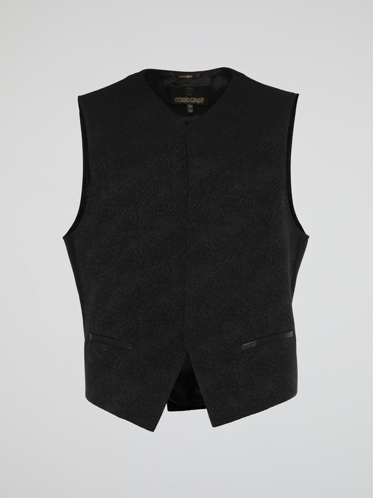 Black Leopard Print Vest