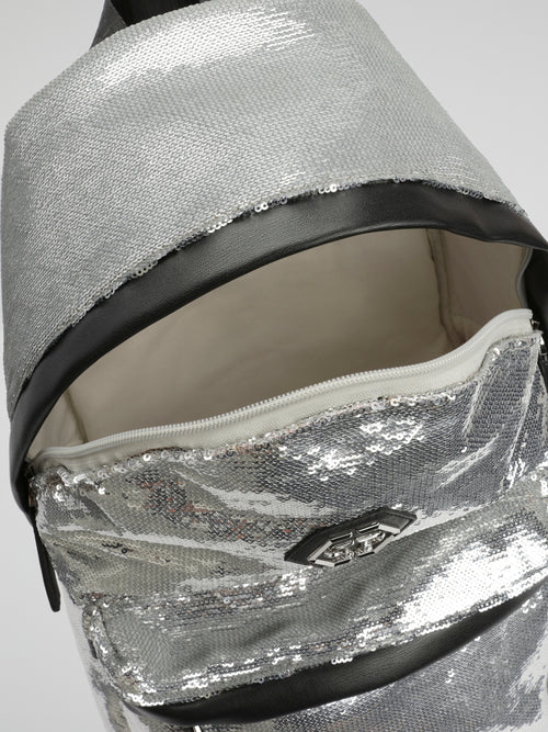 Silver Sequin Luxe Backpack